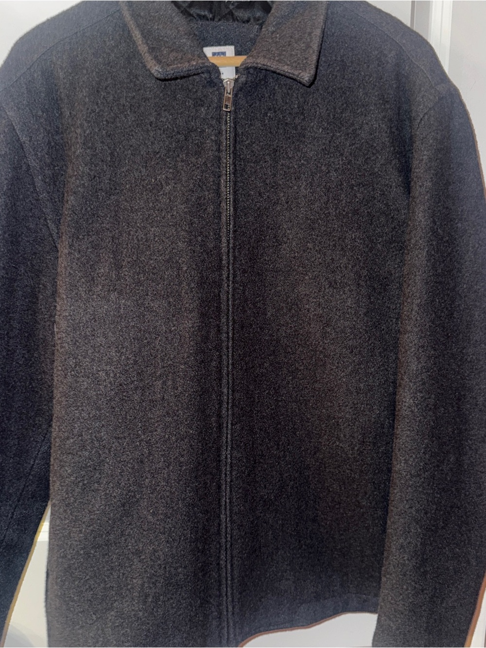 Vintage GAP Men's Medium Gray Wool Full Zip Jacket Pristine Quilted Lined 2005